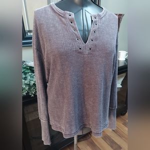 Project Social T Womans V-Neck Long Sleeve Henley Top